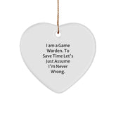 Funny Game Warden Gifts from Men to Game Wardens, Heart Ornament for Christmas Unique Gifts - Image 1